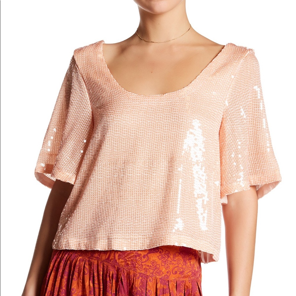 Free People night fever sequin tee